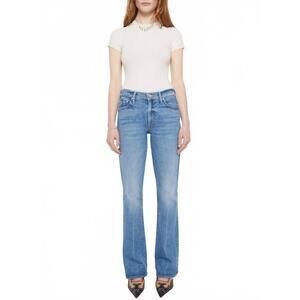 NEW MOTHER outsider sneak bootcut jeans in mid-blue